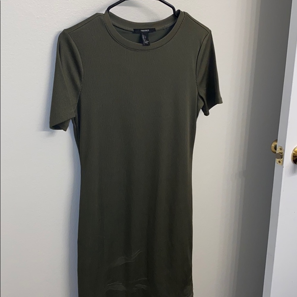 Olive ribbed dress